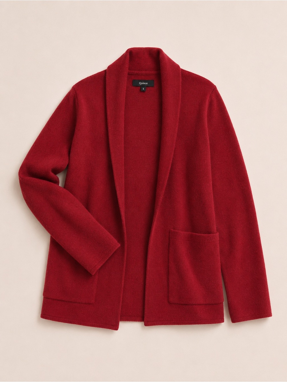 Quince Organic Cotton Open Front Cardigan Sweater Red S